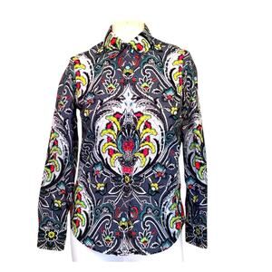 Robert Graham Blouse Multi Color Multi Print Paisley Floral